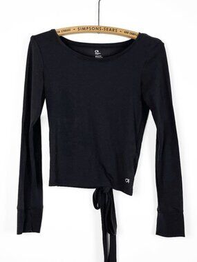 Gap Fit Womens XS Open Back Breathe Long Sleeve Tie Back Top Activewear Black
